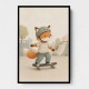 Fox Skateboard Childrens Wall Art Print