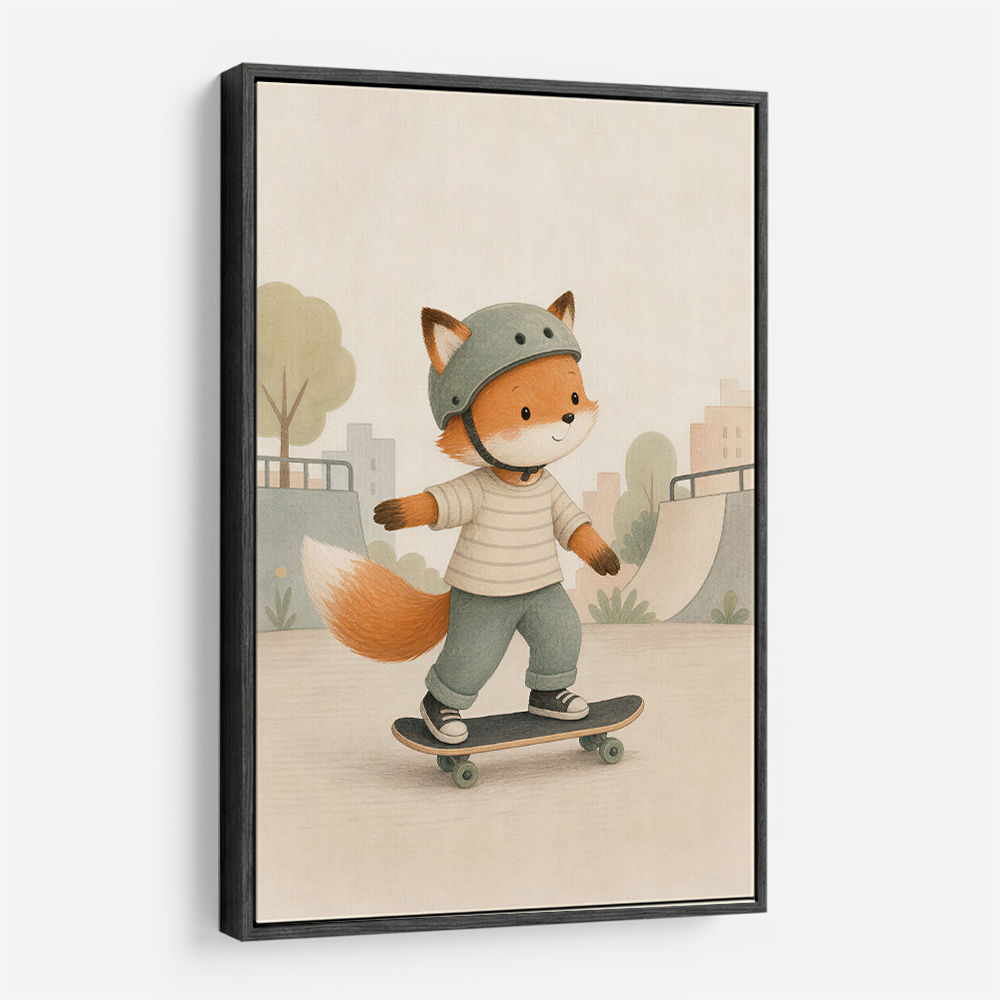 Fox Skateboard Childrens Wall Art Print