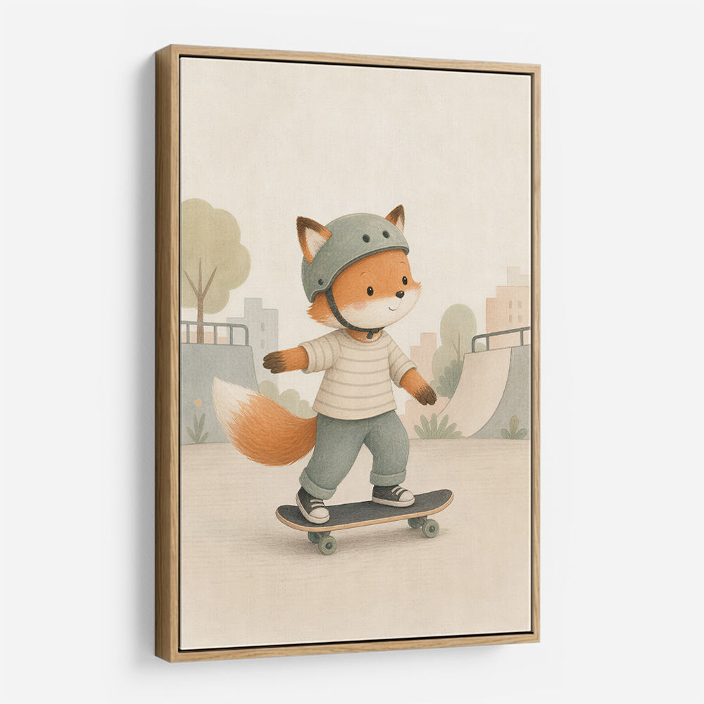 Fox Skateboard Childrens Wall Art Print