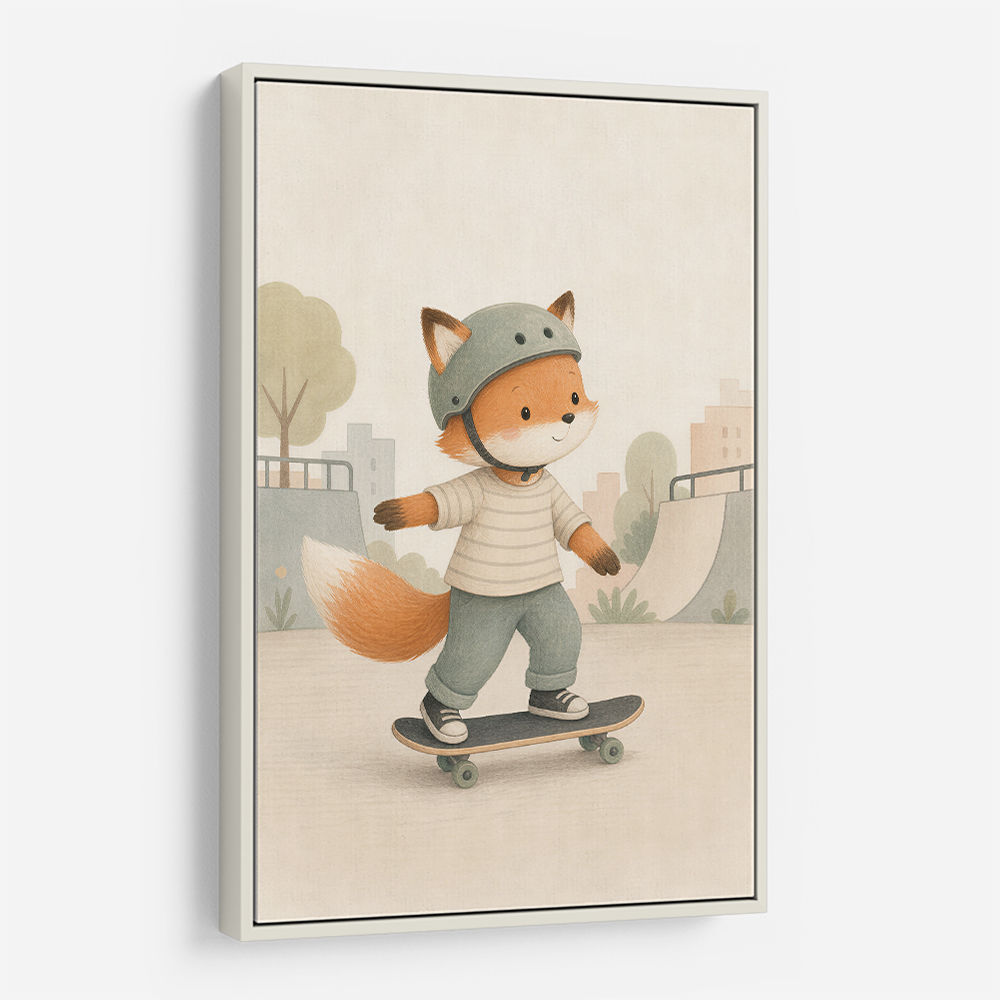 Fox Skateboard Childrens Wall Art Print