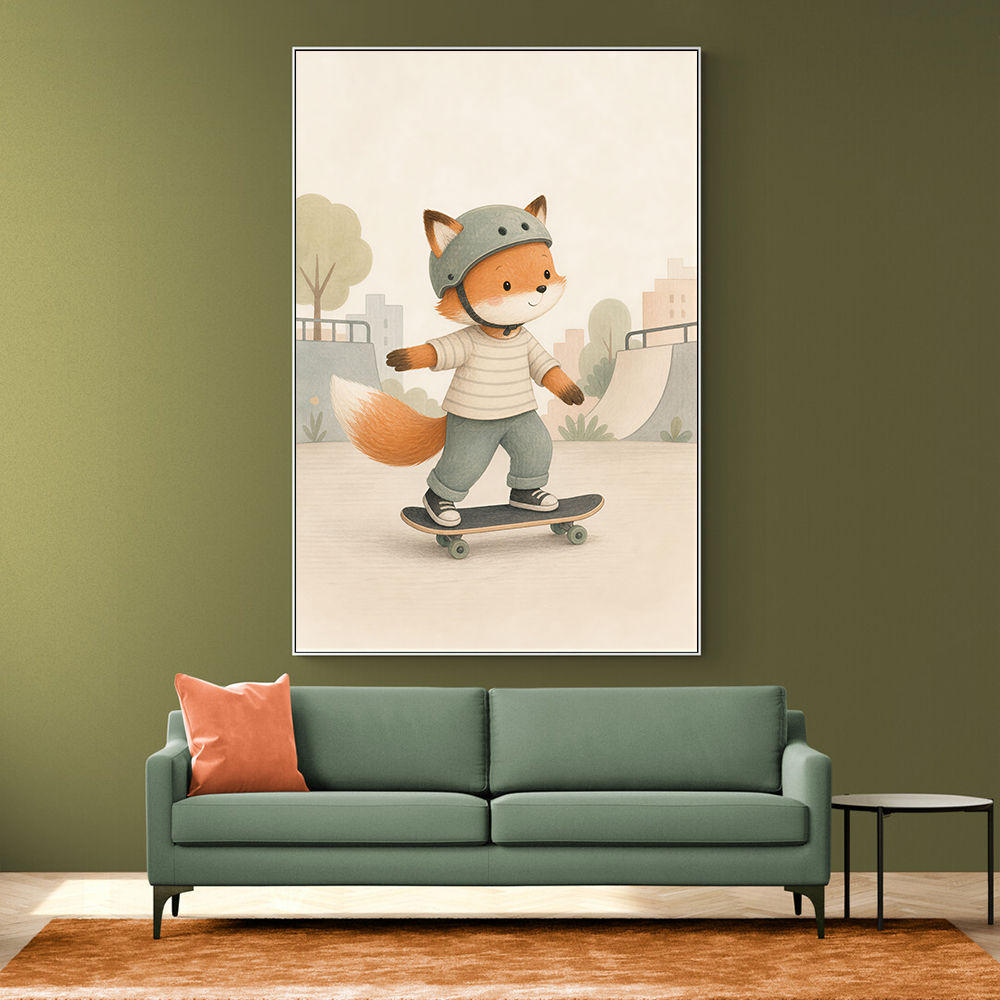 Fox Skateboard Childrens Wall Art Print