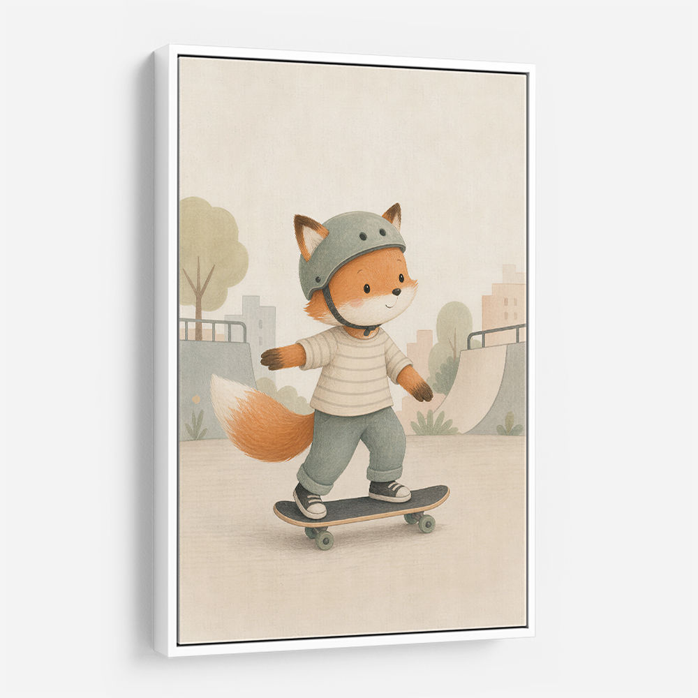 Fox Skateboard Childrens Wall Art Print