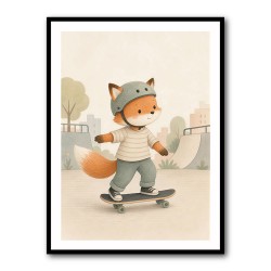 Fox Skateboard Childrens Wall Art Print