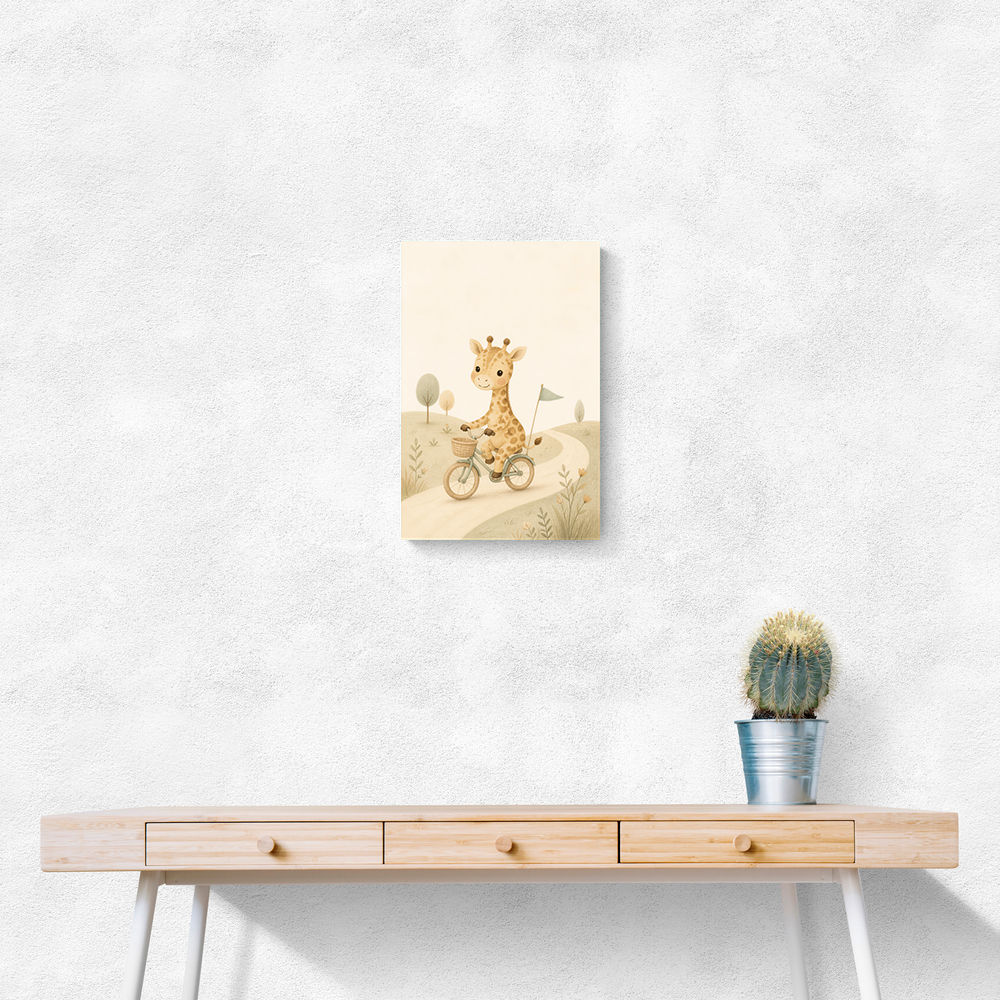 Giraffe Cyclist Childrens Wall Art Print