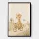 Giraffe Cyclist Childrens Wall Art Print