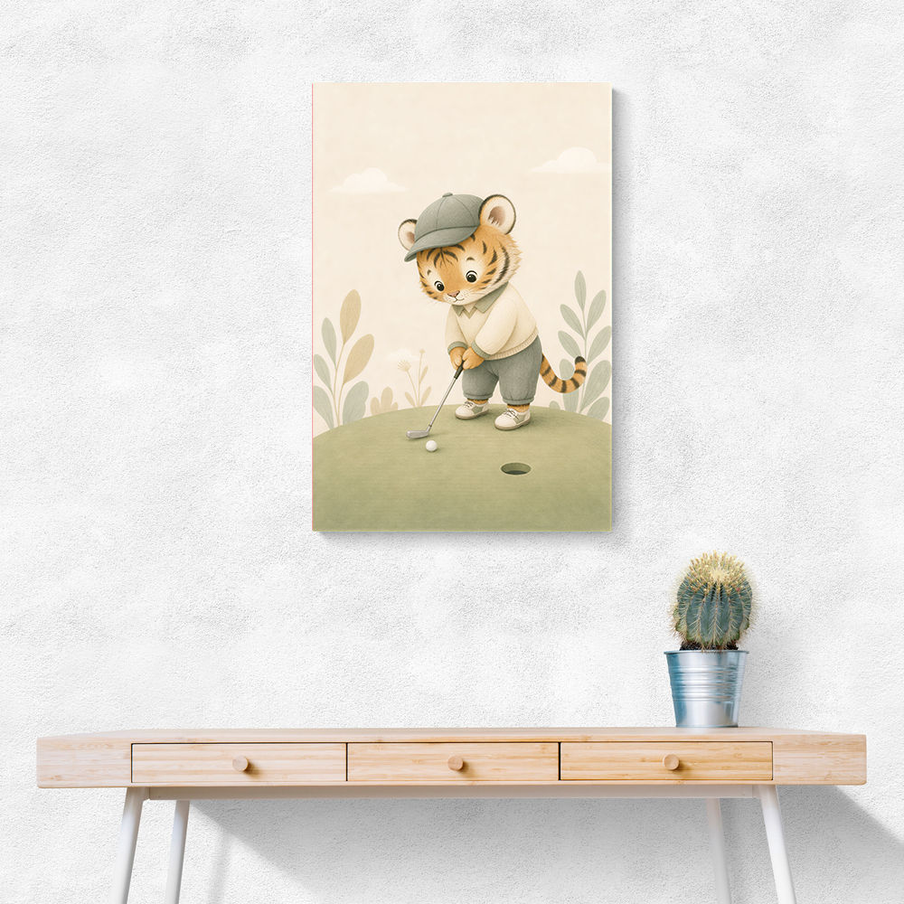 Golfing Tiger Childrens Wall Art Print