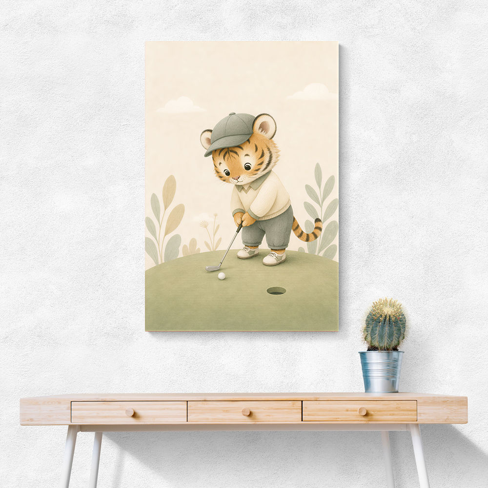 Golfing Tiger Childrens Wall Art Print