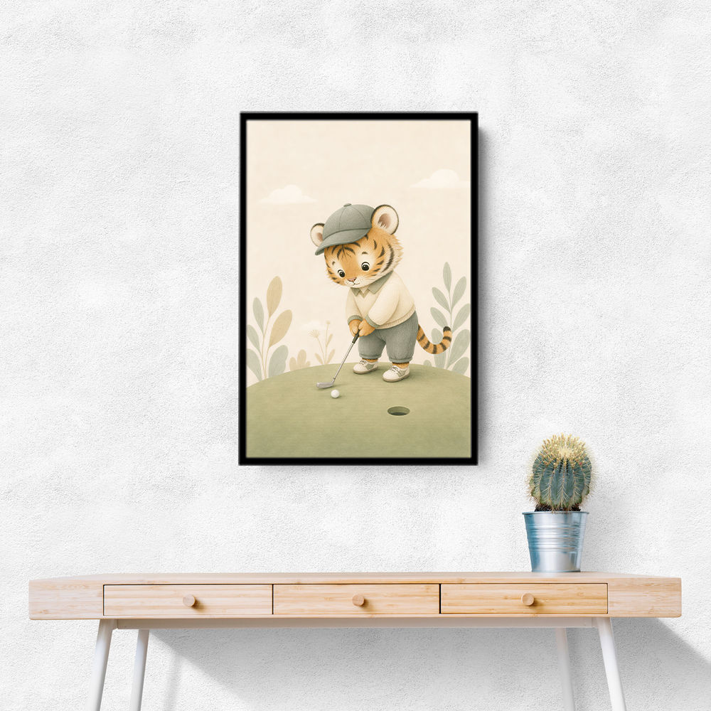 Golfing Tiger Childrens Wall Art Print
