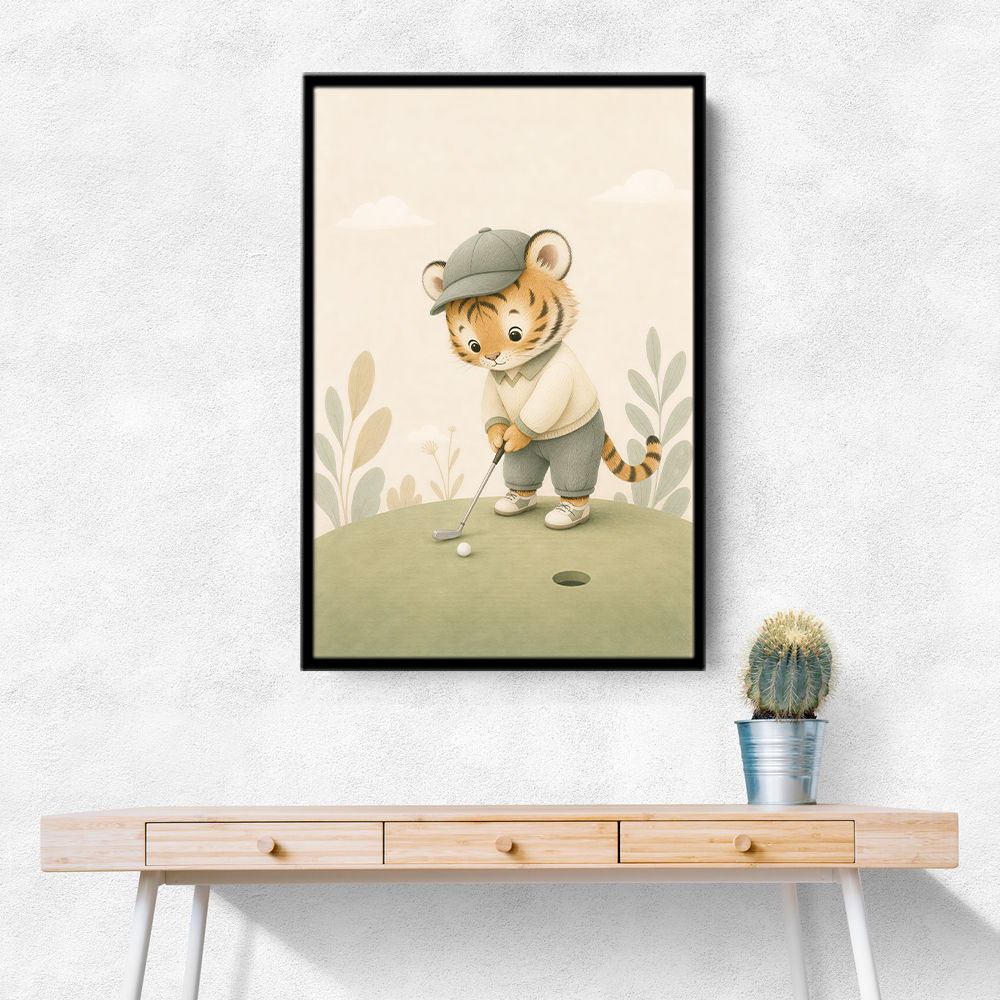 Golfing Tiger Childrens Wall Art Print