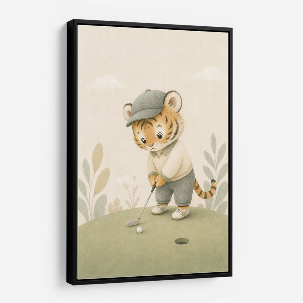Golfing Tiger Childrens Wall Art Print