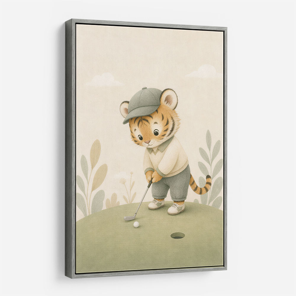Golfing Tiger Childrens Wall Art Print
