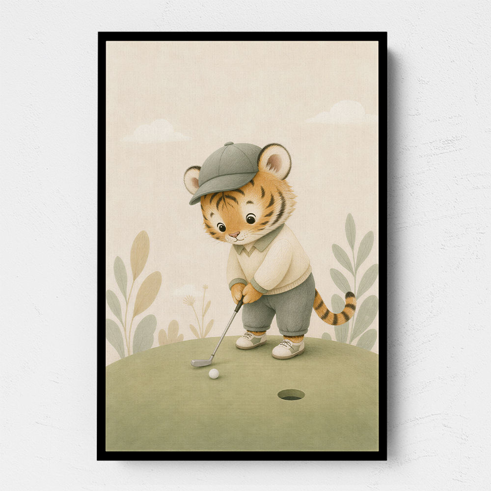 Golfing Tiger Childrens Wall Art Print