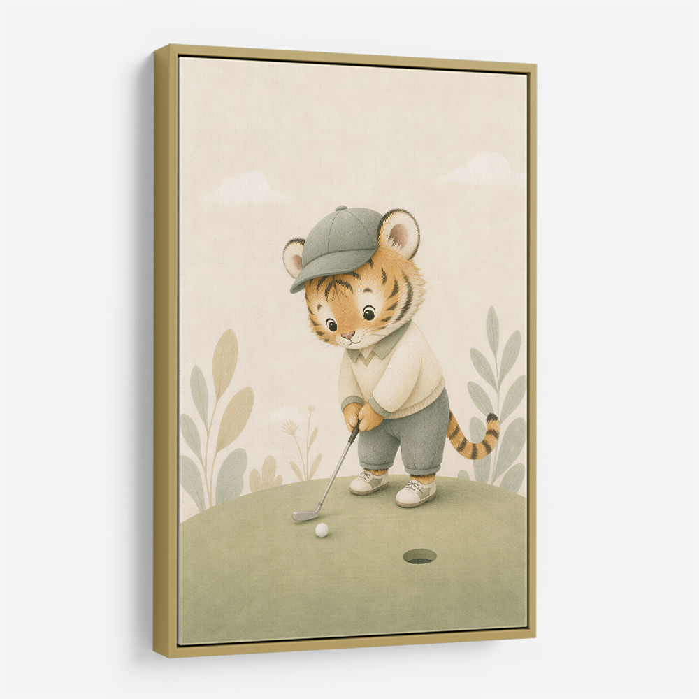 Golfing Tiger Childrens Wall Art Print