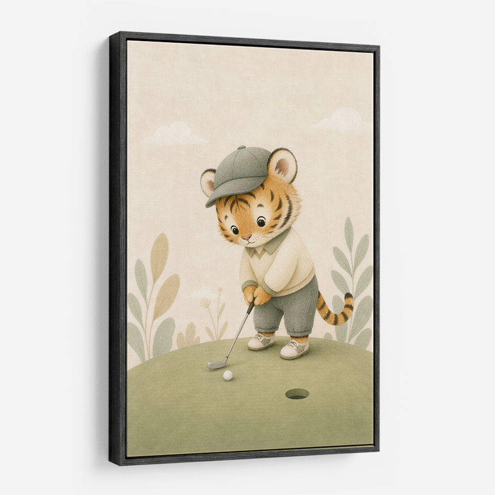 Golfing Tiger Childrens Wall Art Print