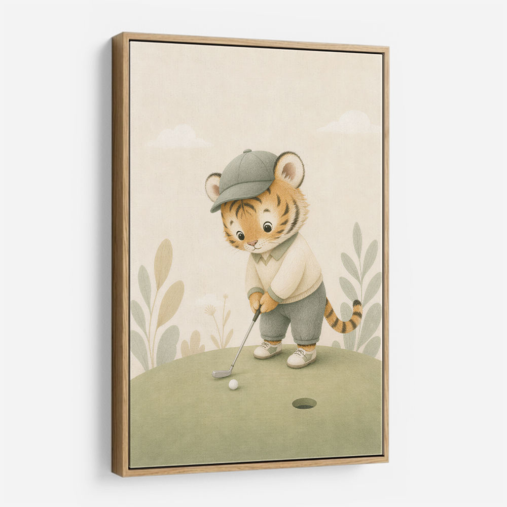 Golfing Tiger Childrens Wall Art Print