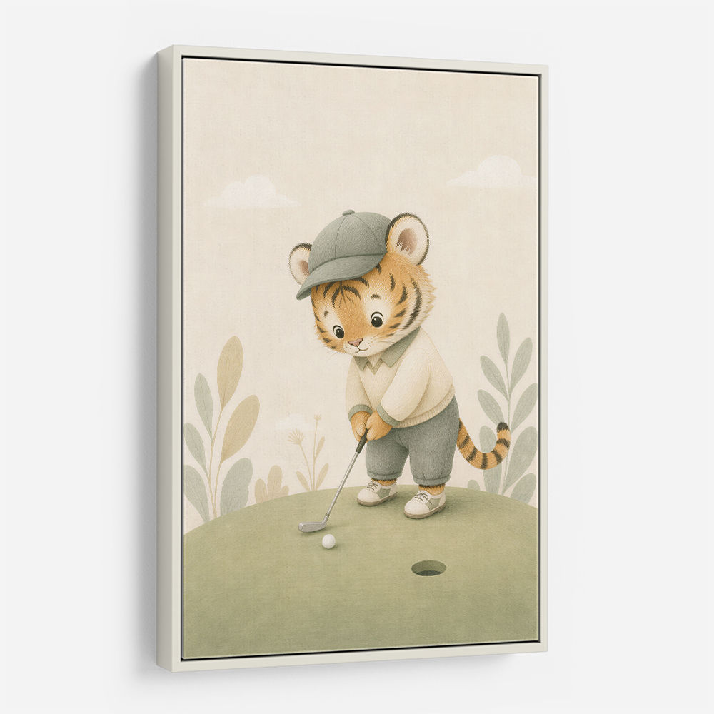 Golfing Tiger Childrens Wall Art Print