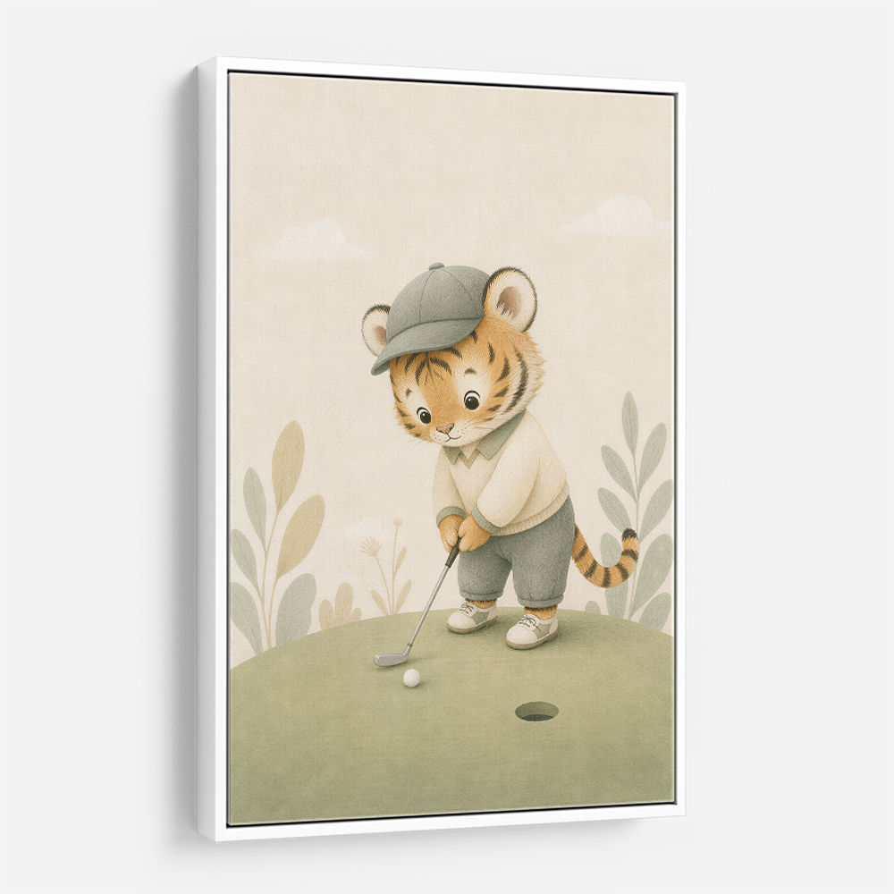 Golfing Tiger Childrens Wall Art Print