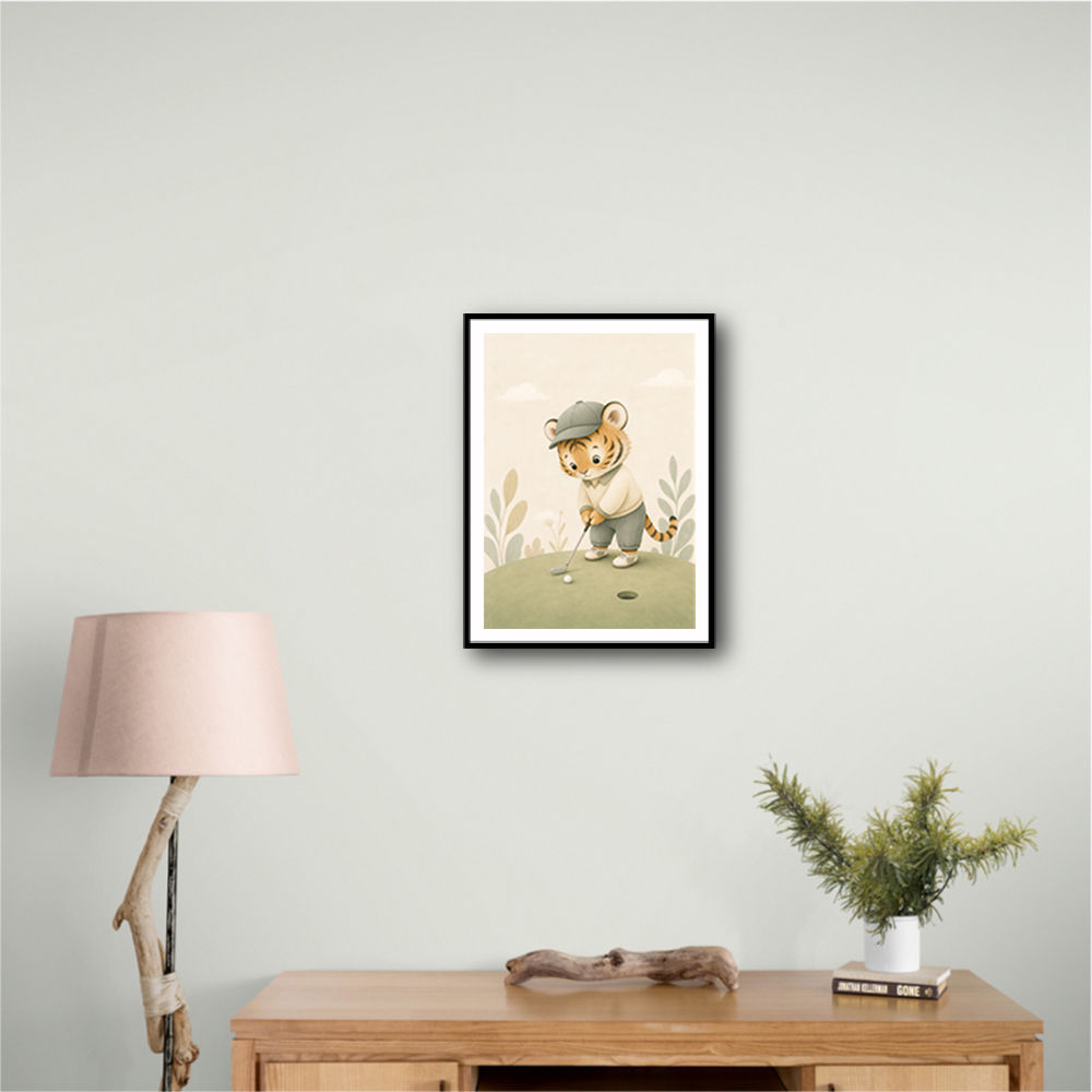 Golfing Tiger Childrens Wall Art Print
