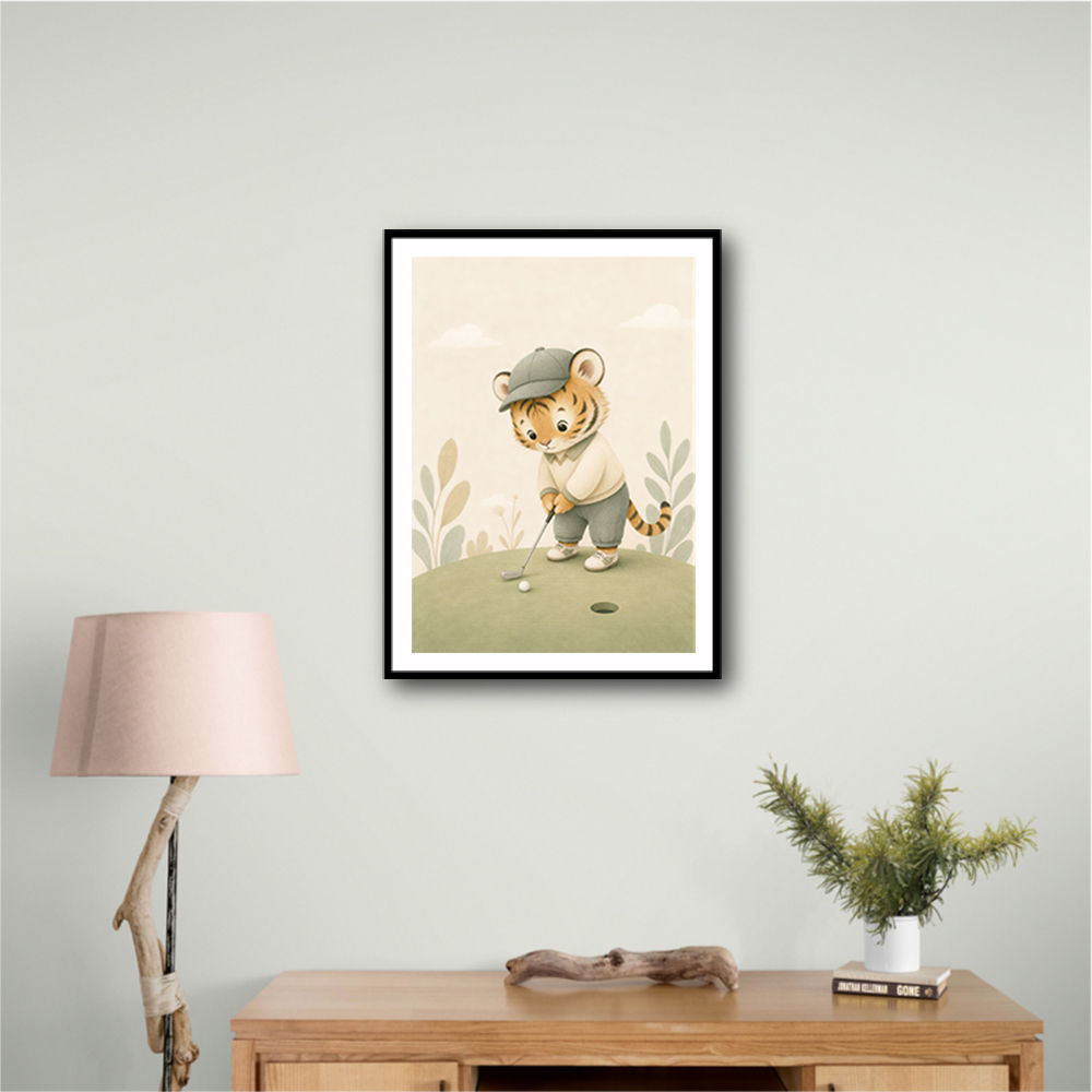 Golfing Tiger Childrens Wall Art Print