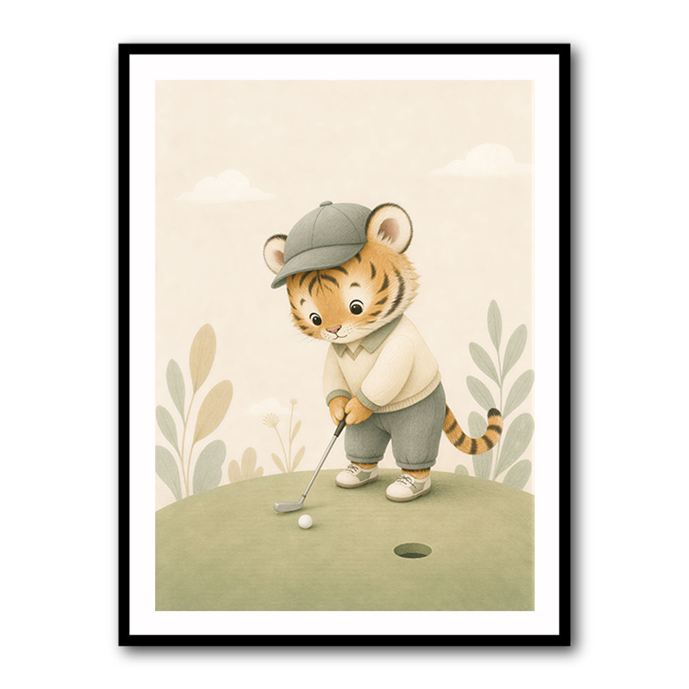 Golfing Tiger Childrens Wall Art Print