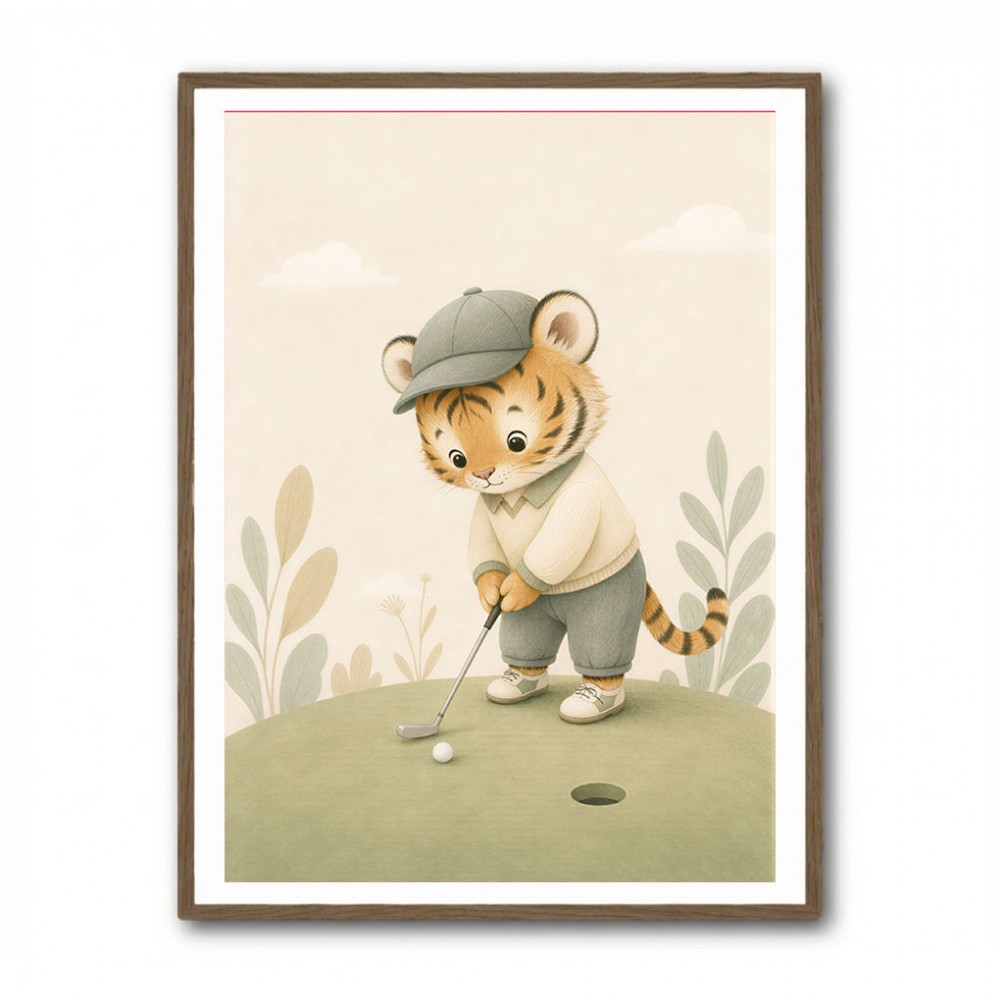 Golfing Tiger Childrens Wall Art Print