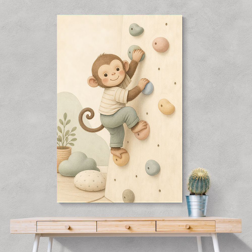 Monkey Climber Childrens Wall Art Print