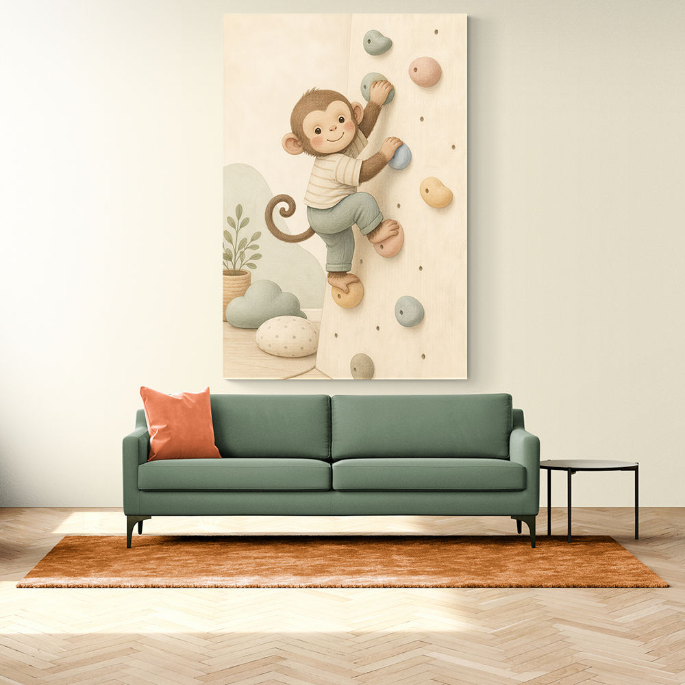 Monkey Climber Childrens Wall Art Print