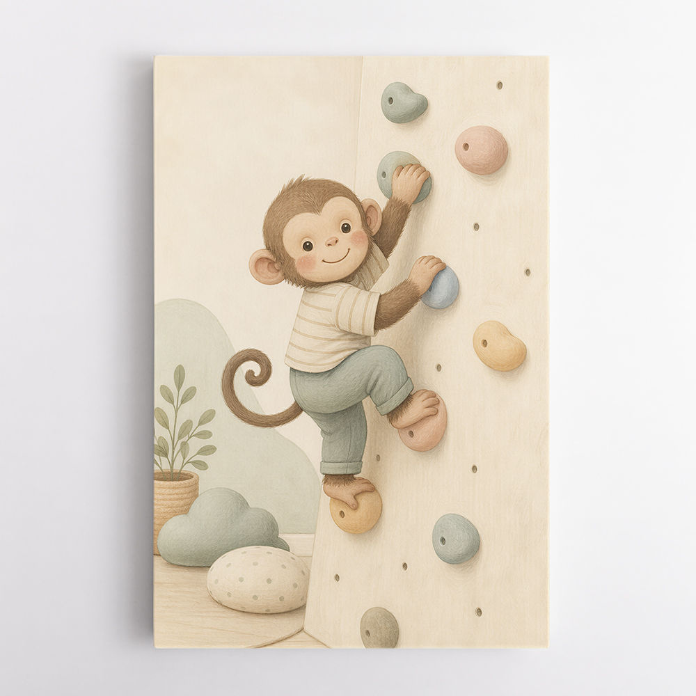 Monkey Climber Childrens Wall Art Print