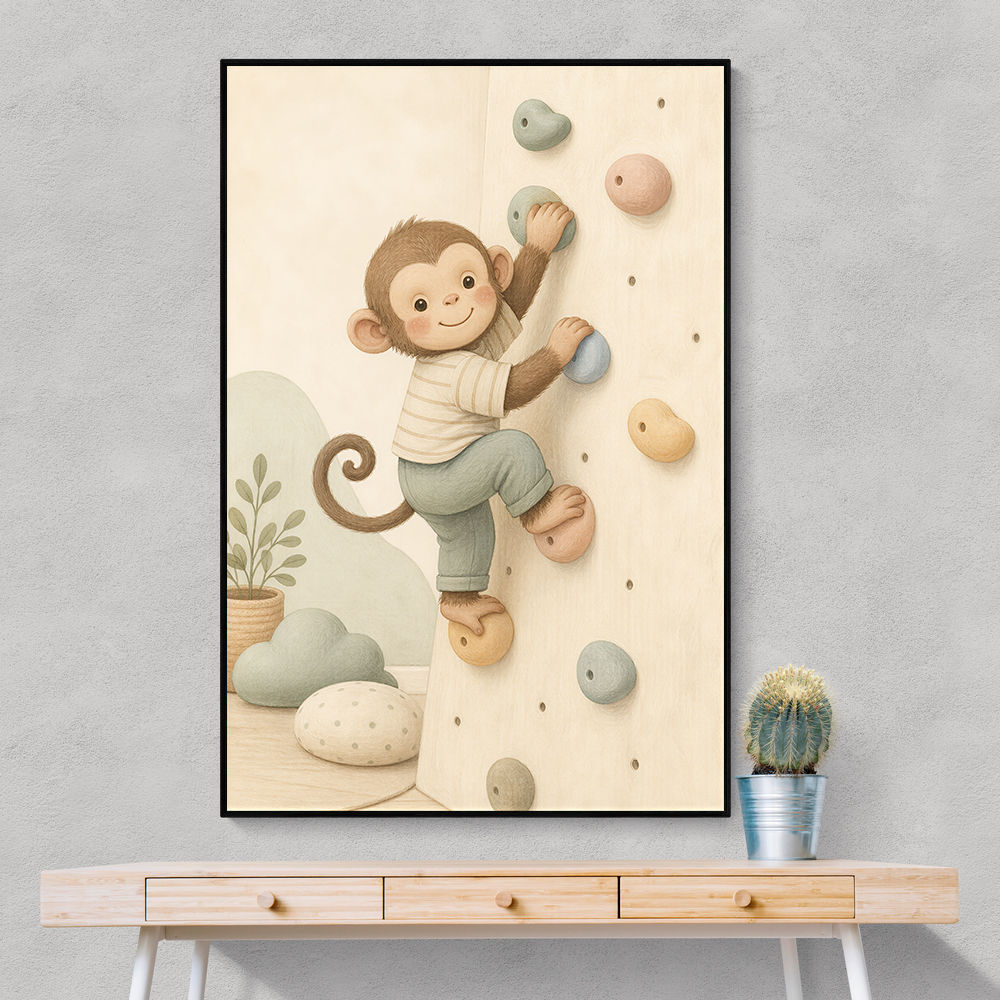 Monkey Climber Childrens Wall Art Print
