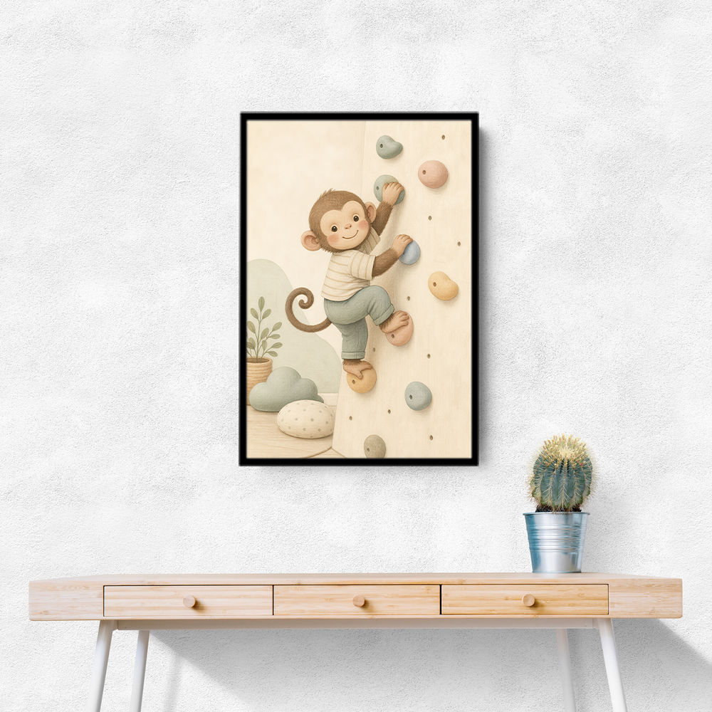 Monkey Climber Childrens Wall Art Print