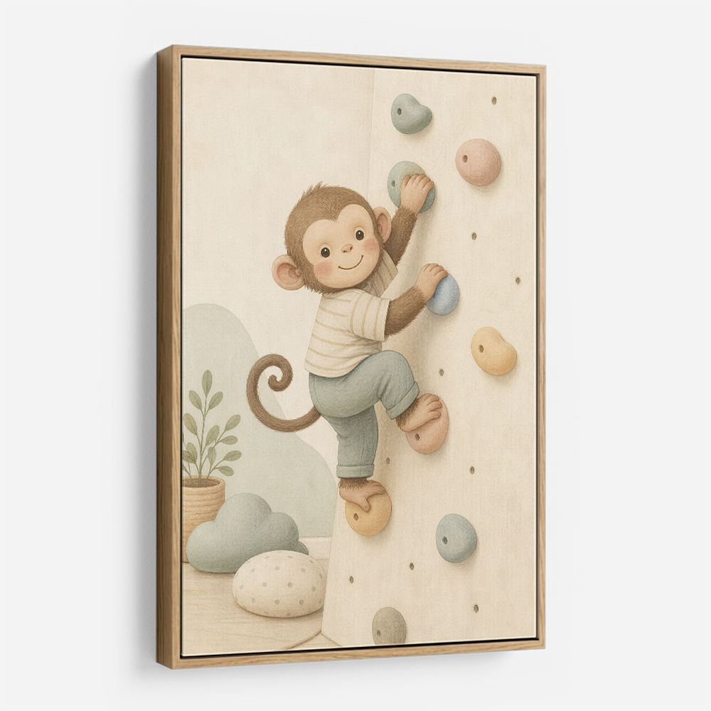 Monkey Climber Childrens Wall Art Print