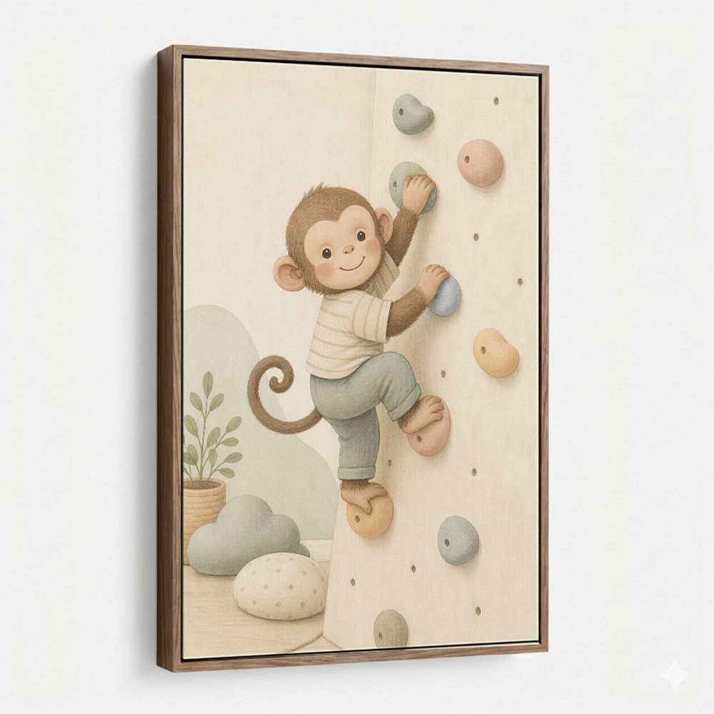 Monkey Climber Childrens Wall Art Print