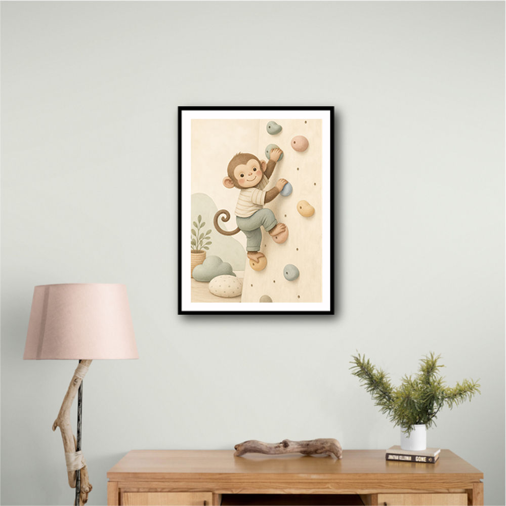 Monkey Climber Childrens Wall Art Print