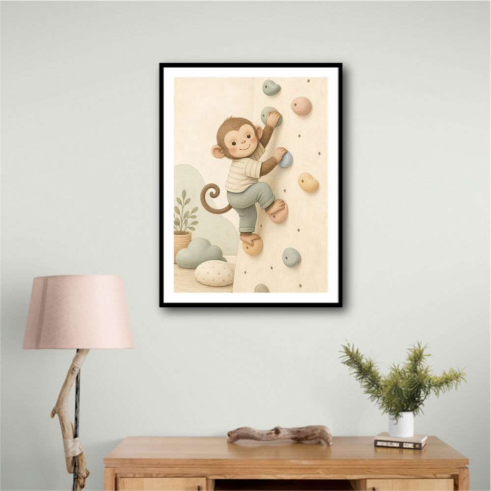 Monkey Climber Childrens Wall Art Print