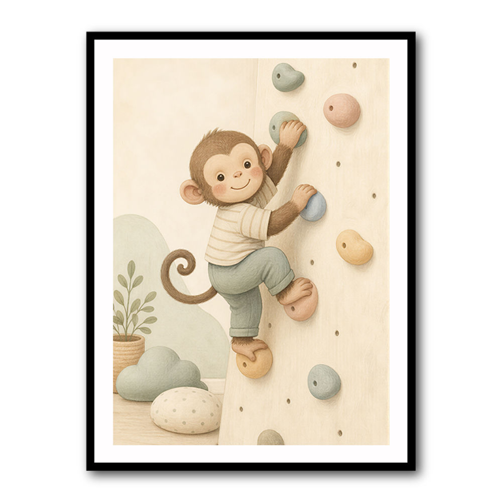 Monkey Climber Childrens Wall Art Print