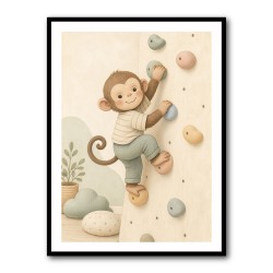 Monkey Climber Childrens Wall Art Print