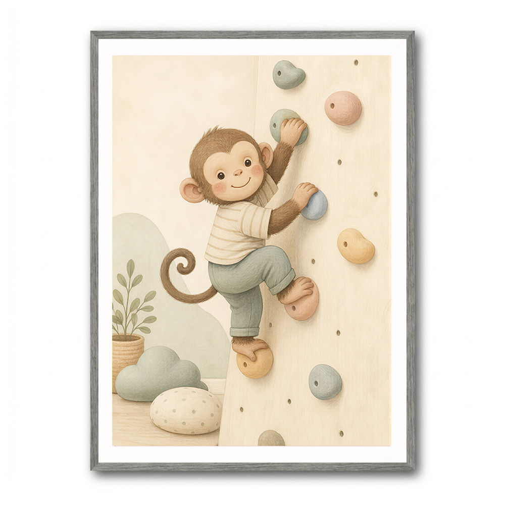 Monkey Climber Childrens Wall Art Print