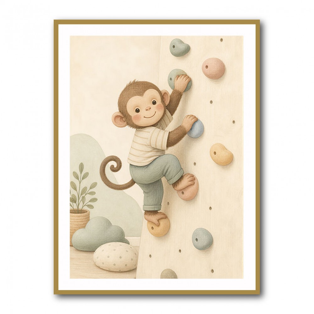 Monkey Climber Childrens Wall Art Print