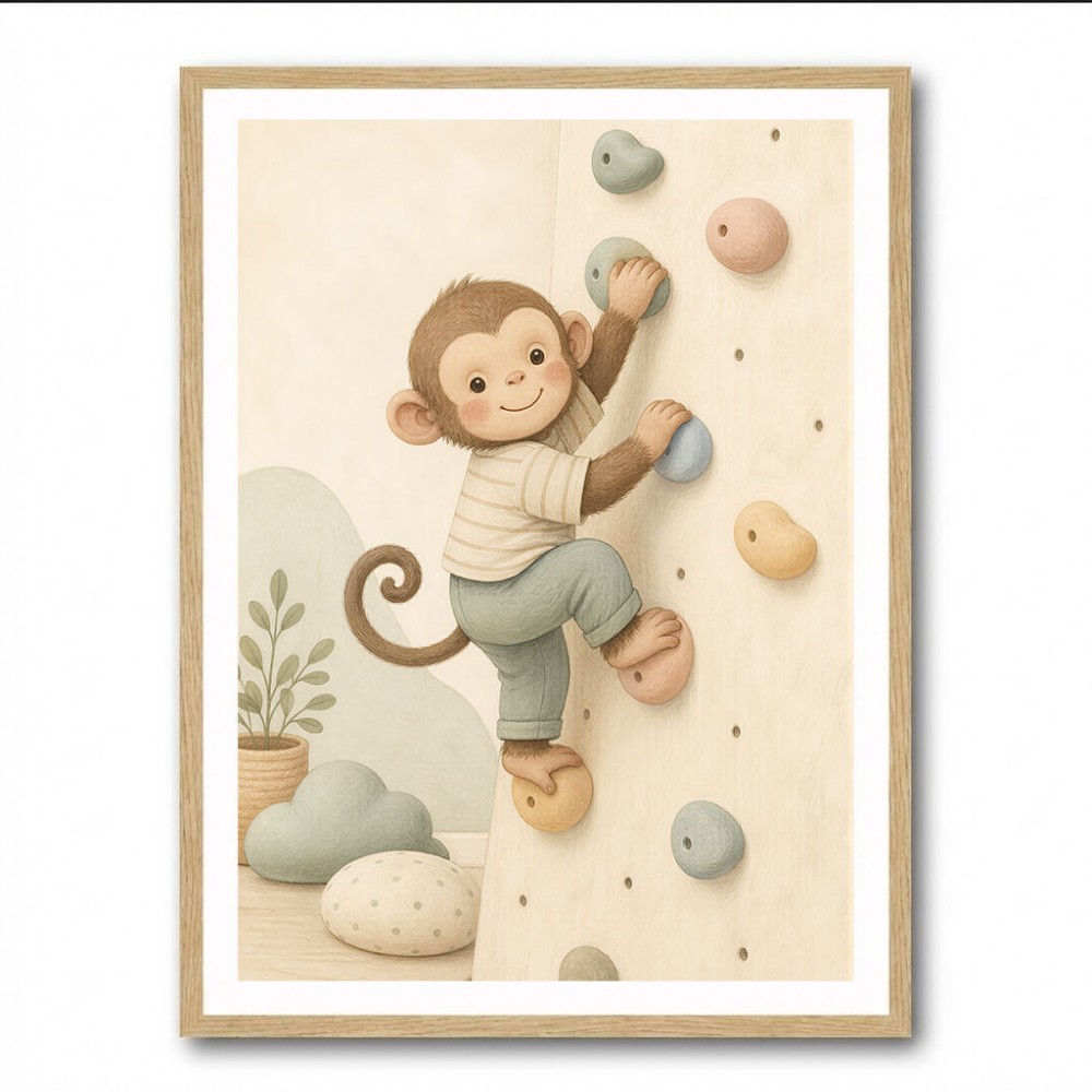 Monkey Climber Childrens Wall Art Print