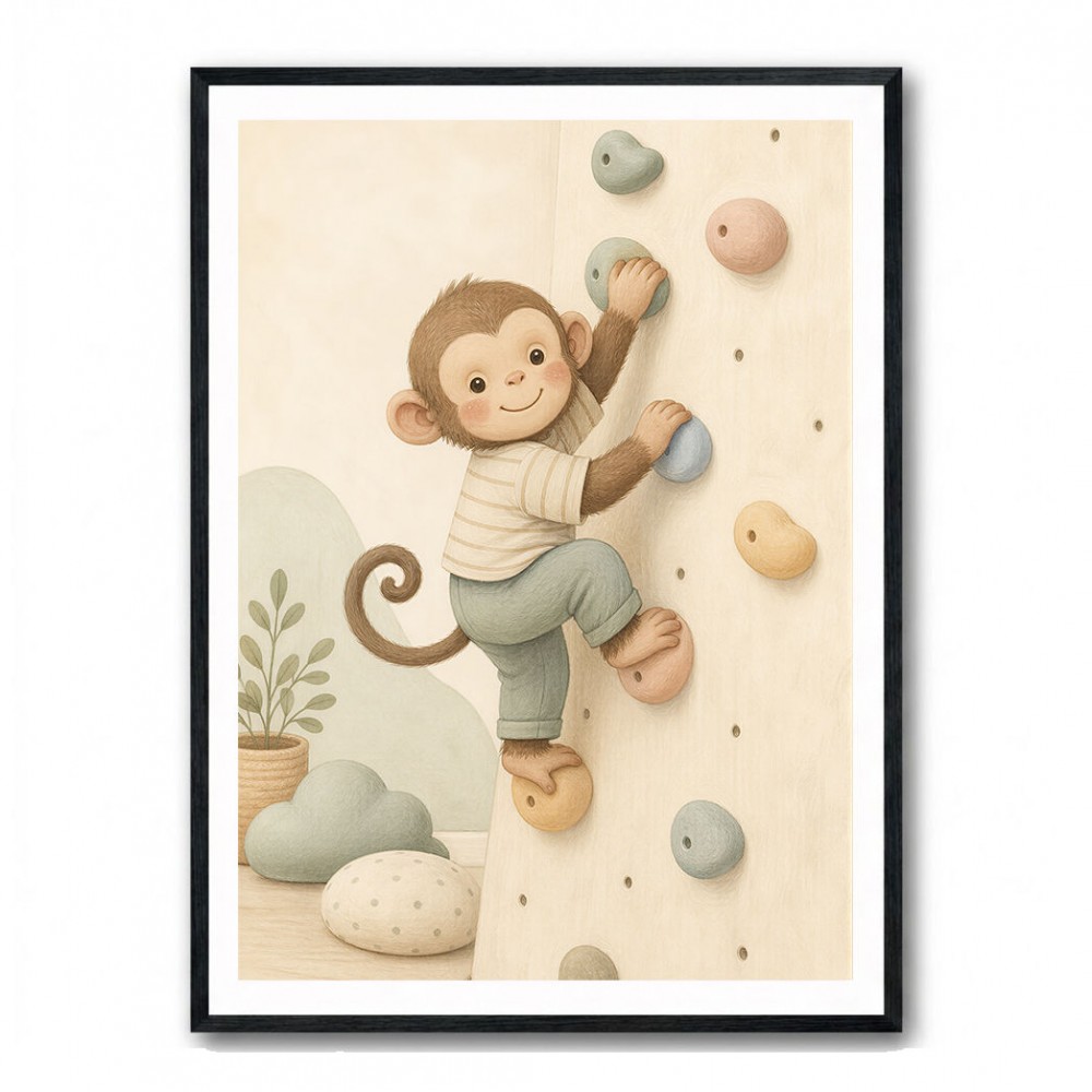 Monkey Climber Childrens Wall Art Print