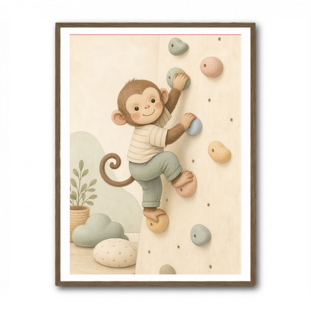 Monkey Climber Childrens Wall Art Print