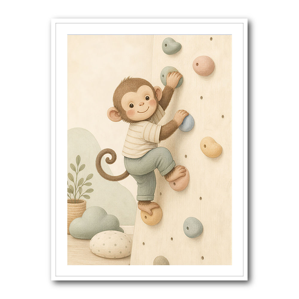 Monkey Climber Childrens Wall Art Print