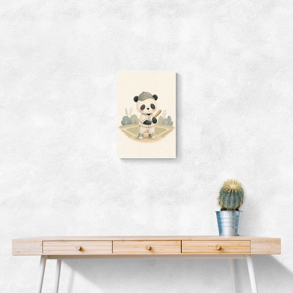 Panda Baseball Childrens Wall Art Print