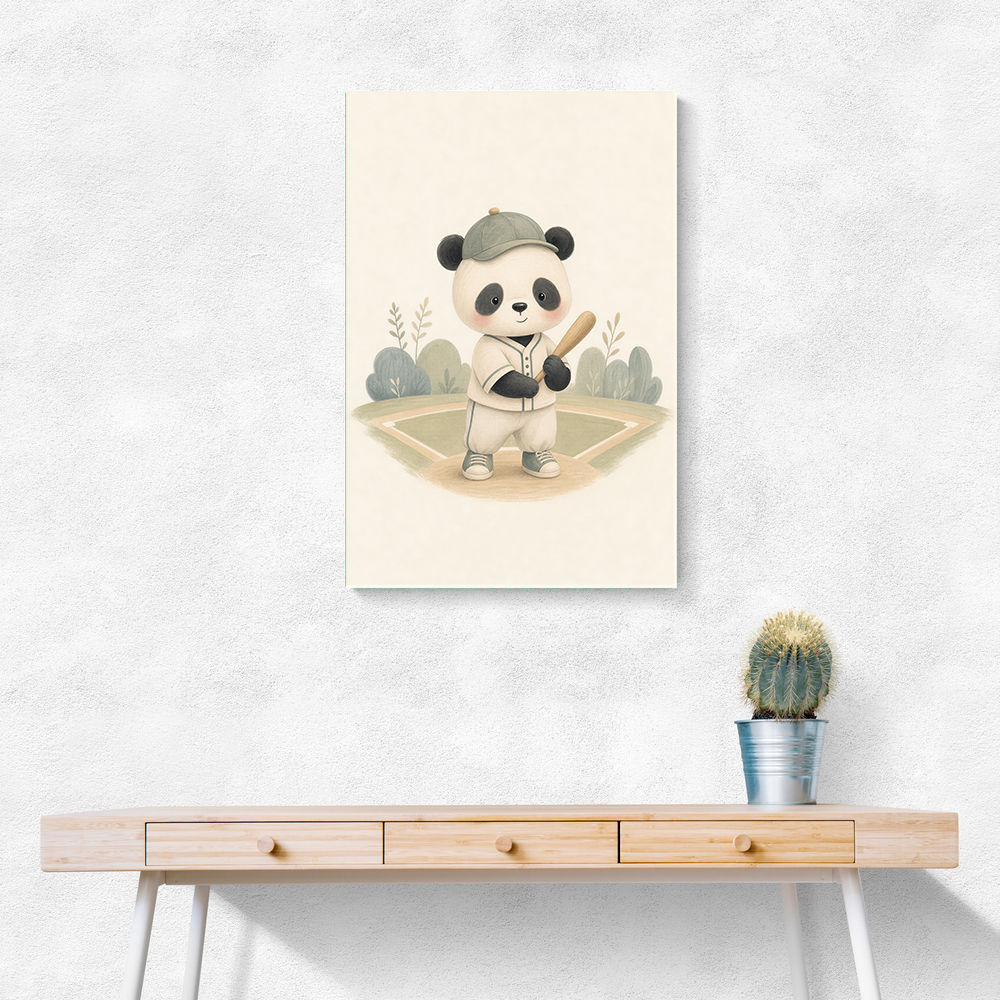Panda Baseball Childrens Wall Art Print