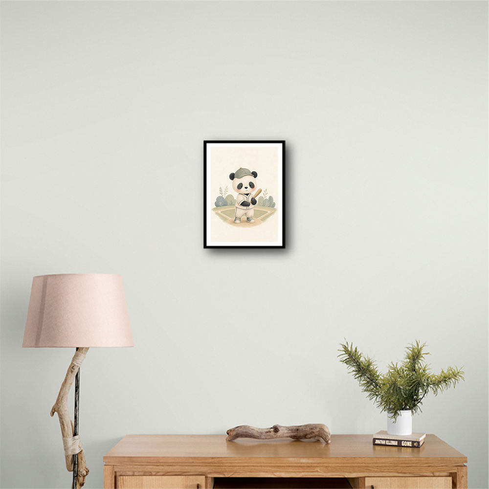 Panda Baseball Childrens Wall Art Print