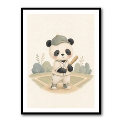 Panda Baseball Childrens Wall Art Print