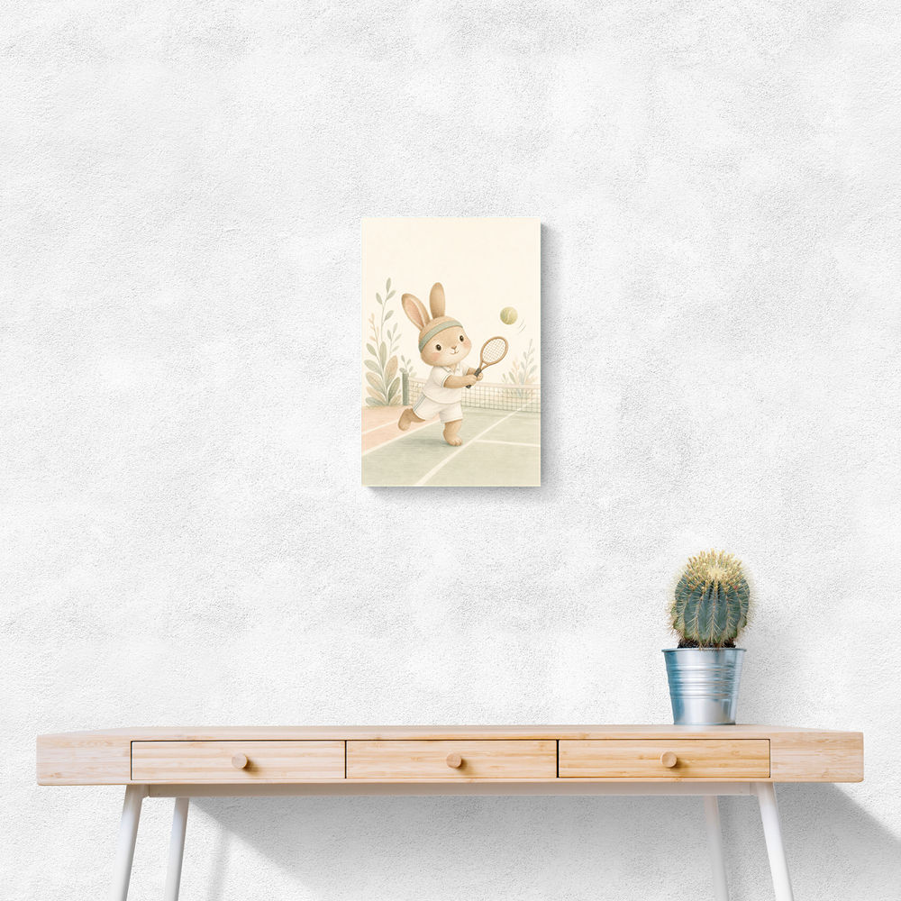 Tennis Rabbit Childrens Wall Art Print