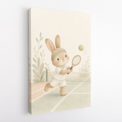 Tennis Rabbit Childrens Wall Art Print