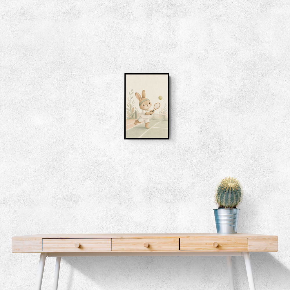 Tennis Rabbit Childrens Wall Art Print