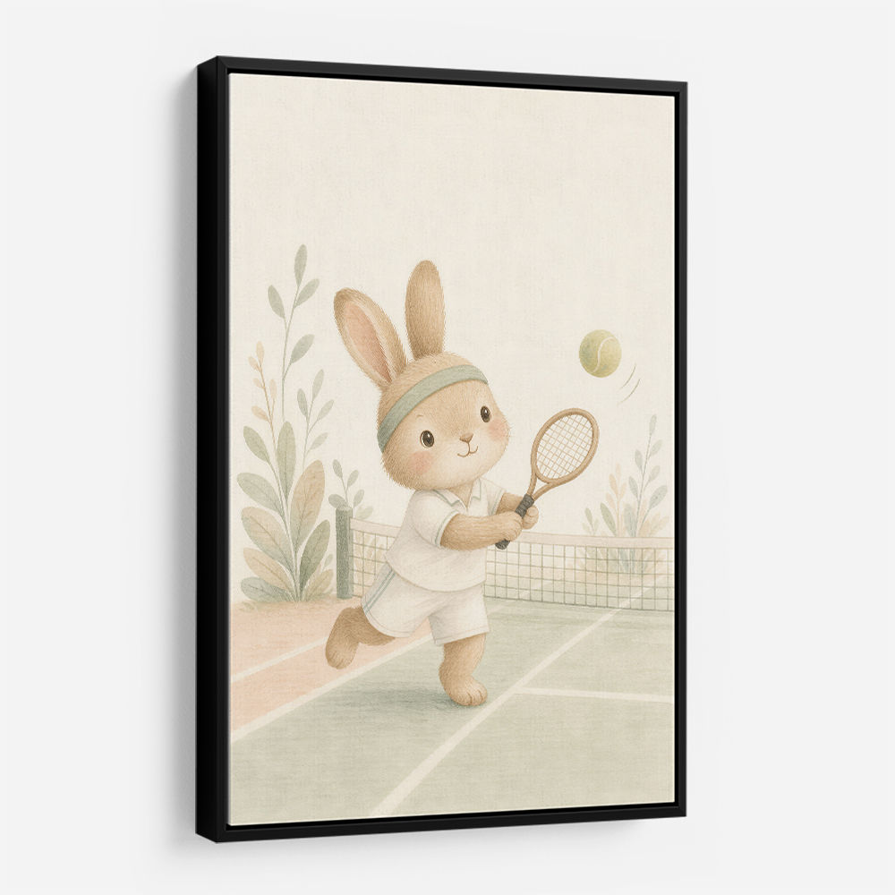 Tennis Rabbit Childrens Wall Art Print